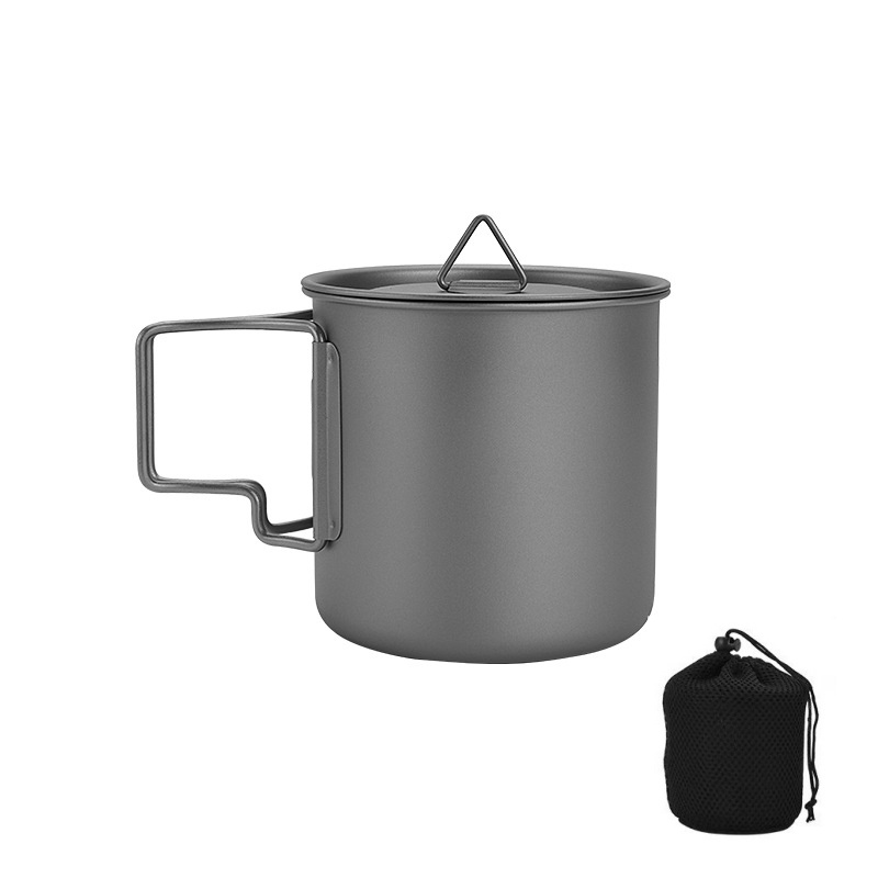 Outdoor Camping Cooking Equipment - Mug Camping Titanium dengan Gagang Lipat