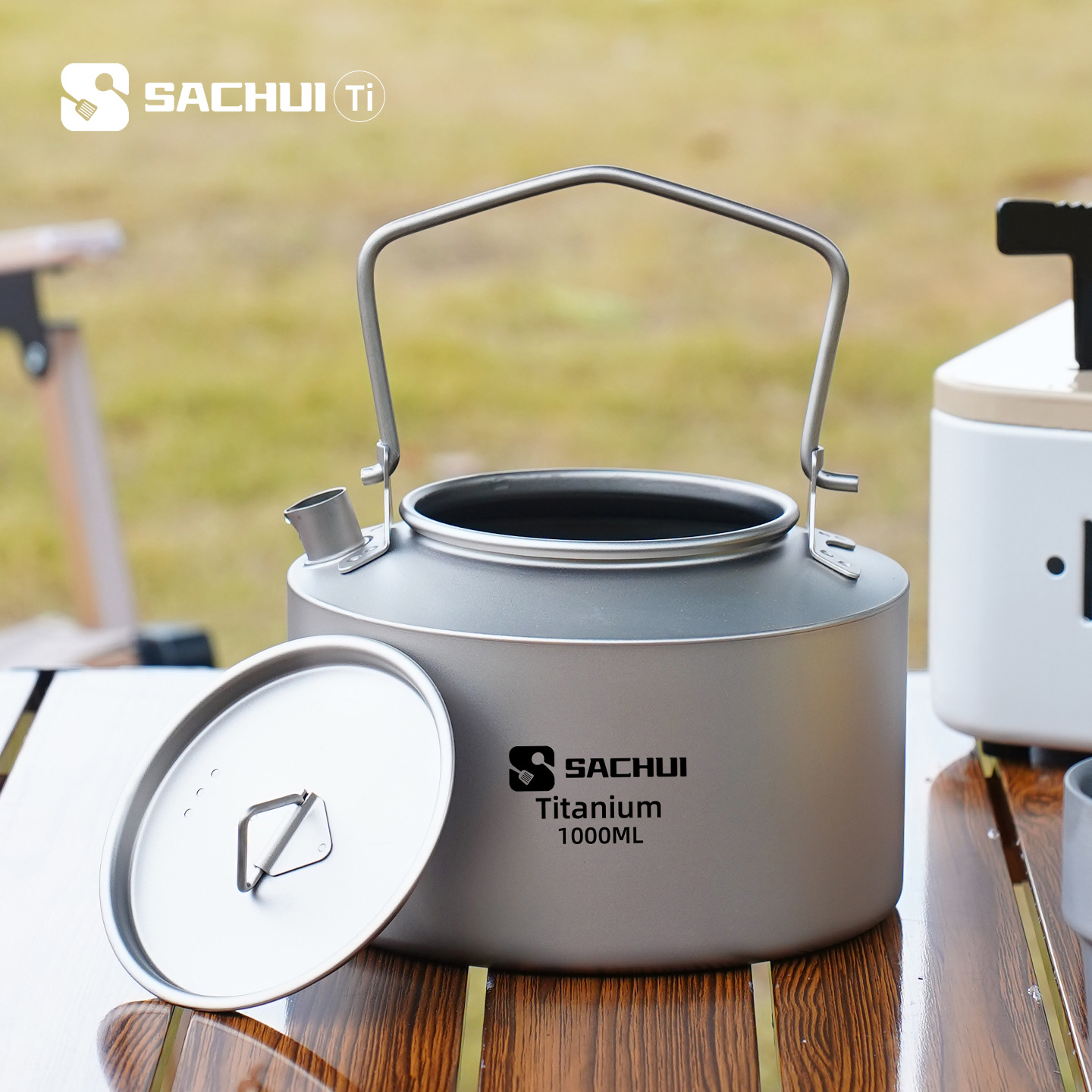 Outdoor Camping Cooking Equipment - Ketel Titanium Murni 1000ML, Peralatan Masak