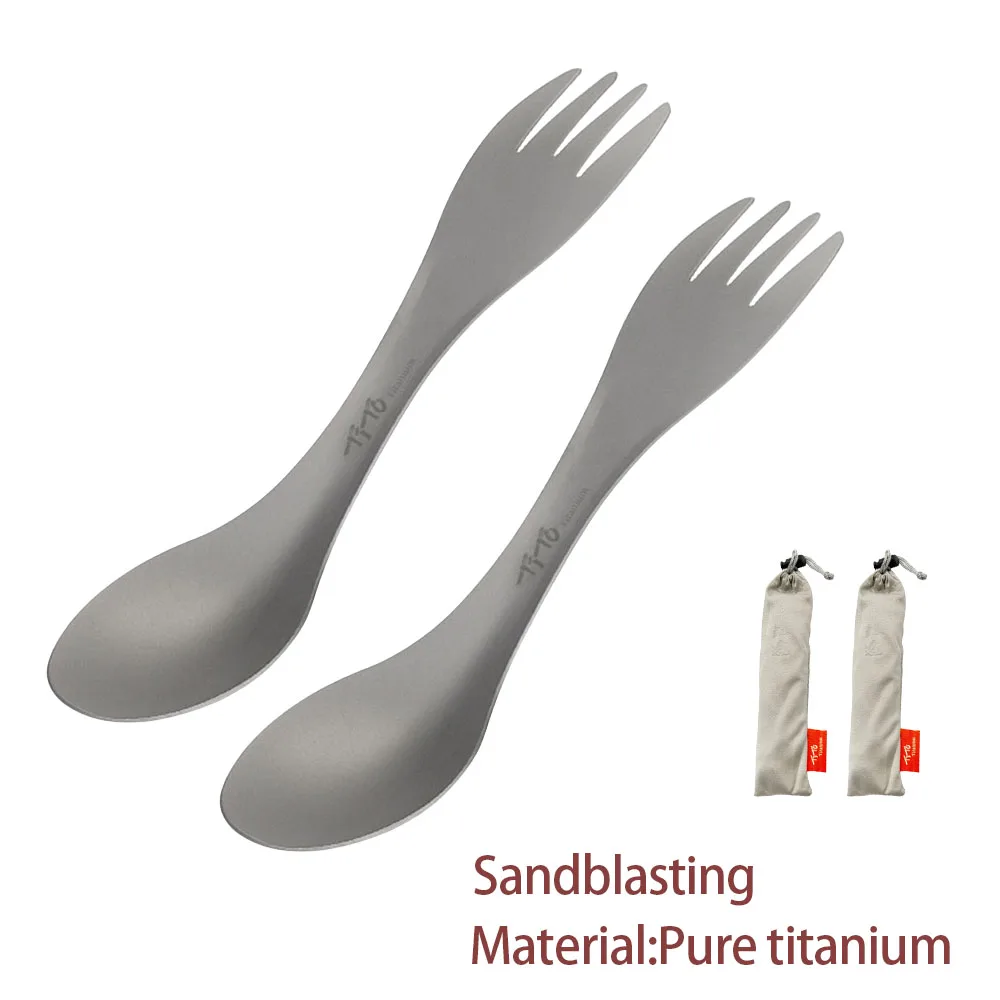 Outdoor Camping Cooking Equipment - Titanium Spork 2-In-1 Sendok Peralatan Masak