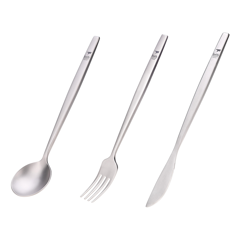 Outdoor Camping Dining Set - Keith Titanium Portabel Sendok Garpu Pisau