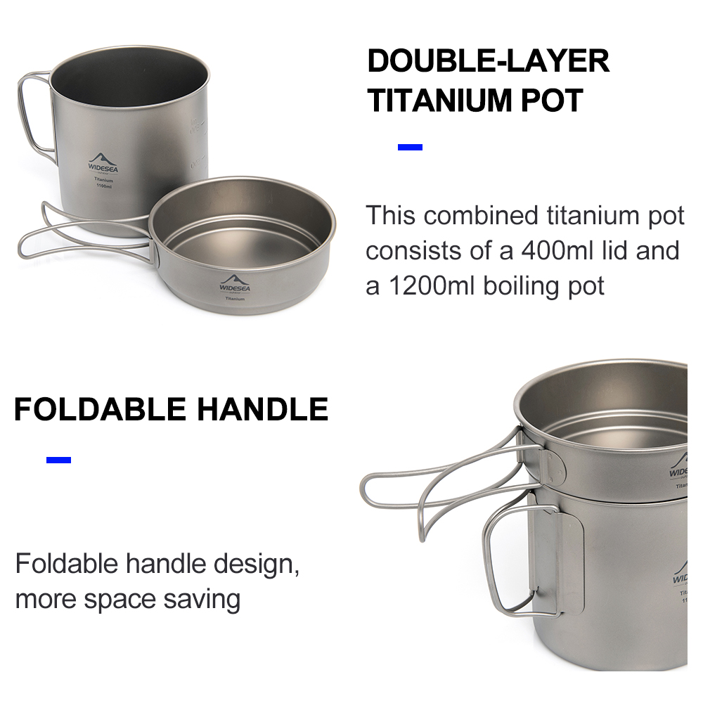 Widesea Panci Berkemah Titaniu - Outdoor Camping Cooking Equipment ulasan dan harga