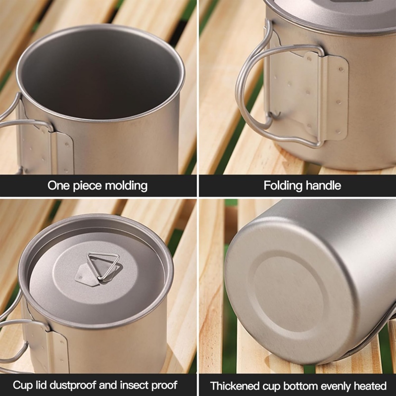 Mug Camping Titanium dengan Ga - Outdoor Camping Cooking Equipment ulasan dan harga