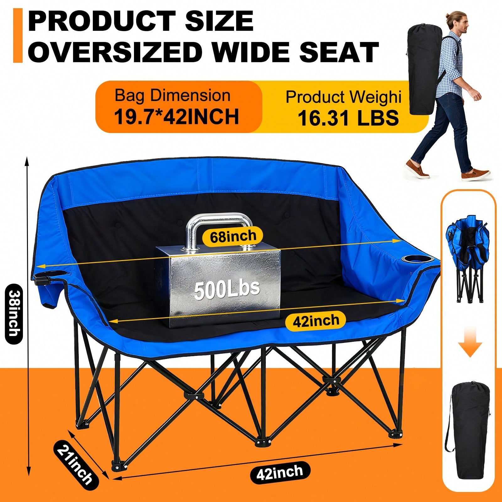 Kursi Camping Ganda Berpemanas - Outdoor Oversized Camping Chair ulasan dan harga