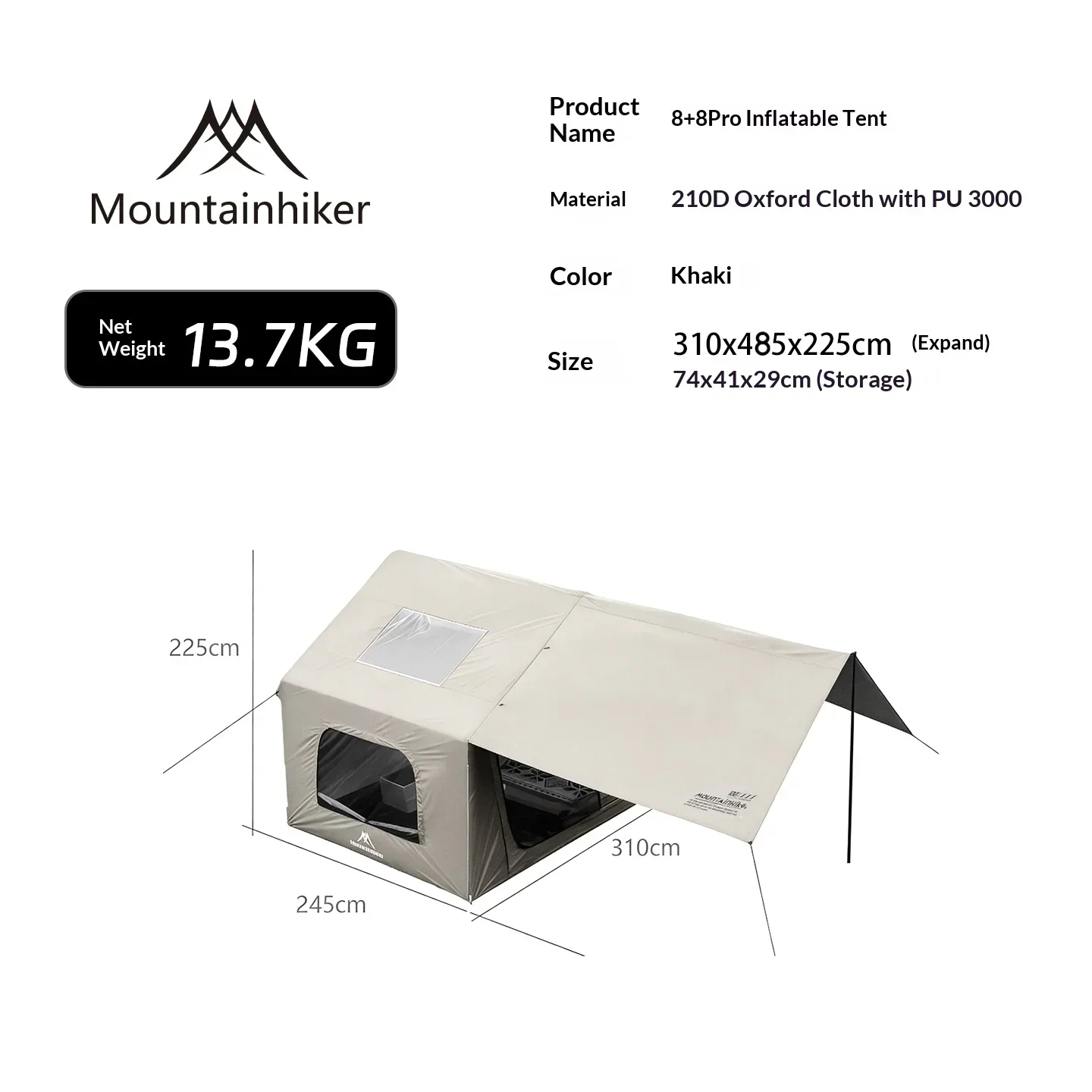 8+8 ㎡   Tenda Camping Tiup MOU - Outdoor Camping Outfit ulasan dan harga